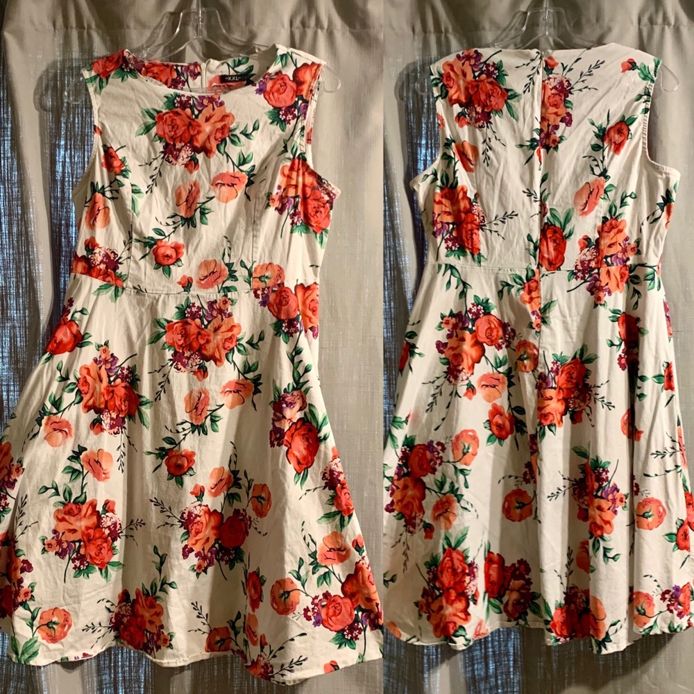 With with floral sleeveless pinup a-line dress